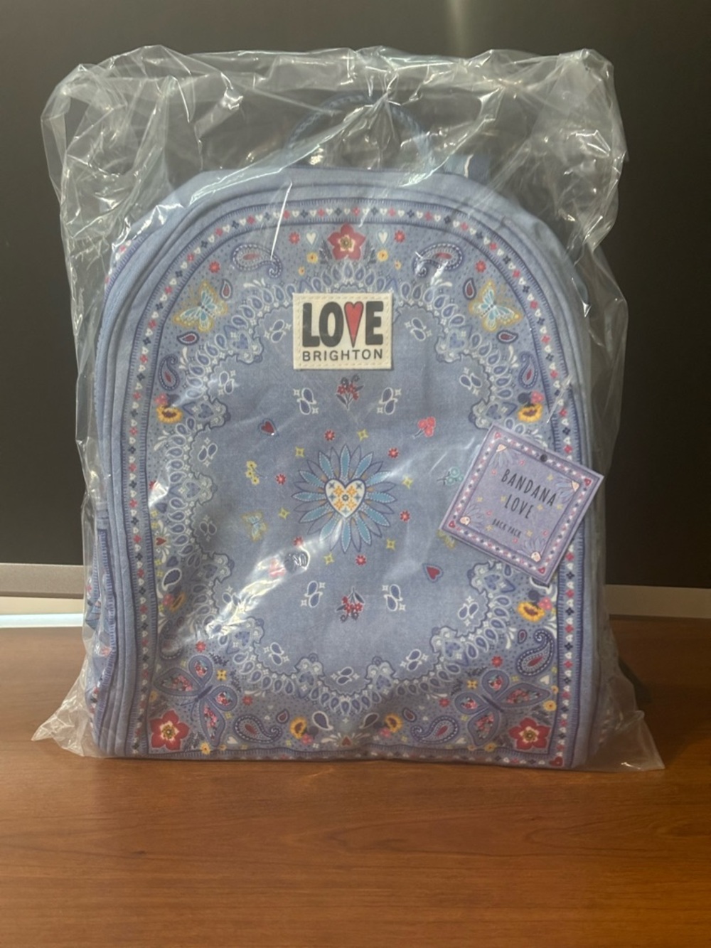 Brighton Lavender Bandana-Print Backpack with Love Patch